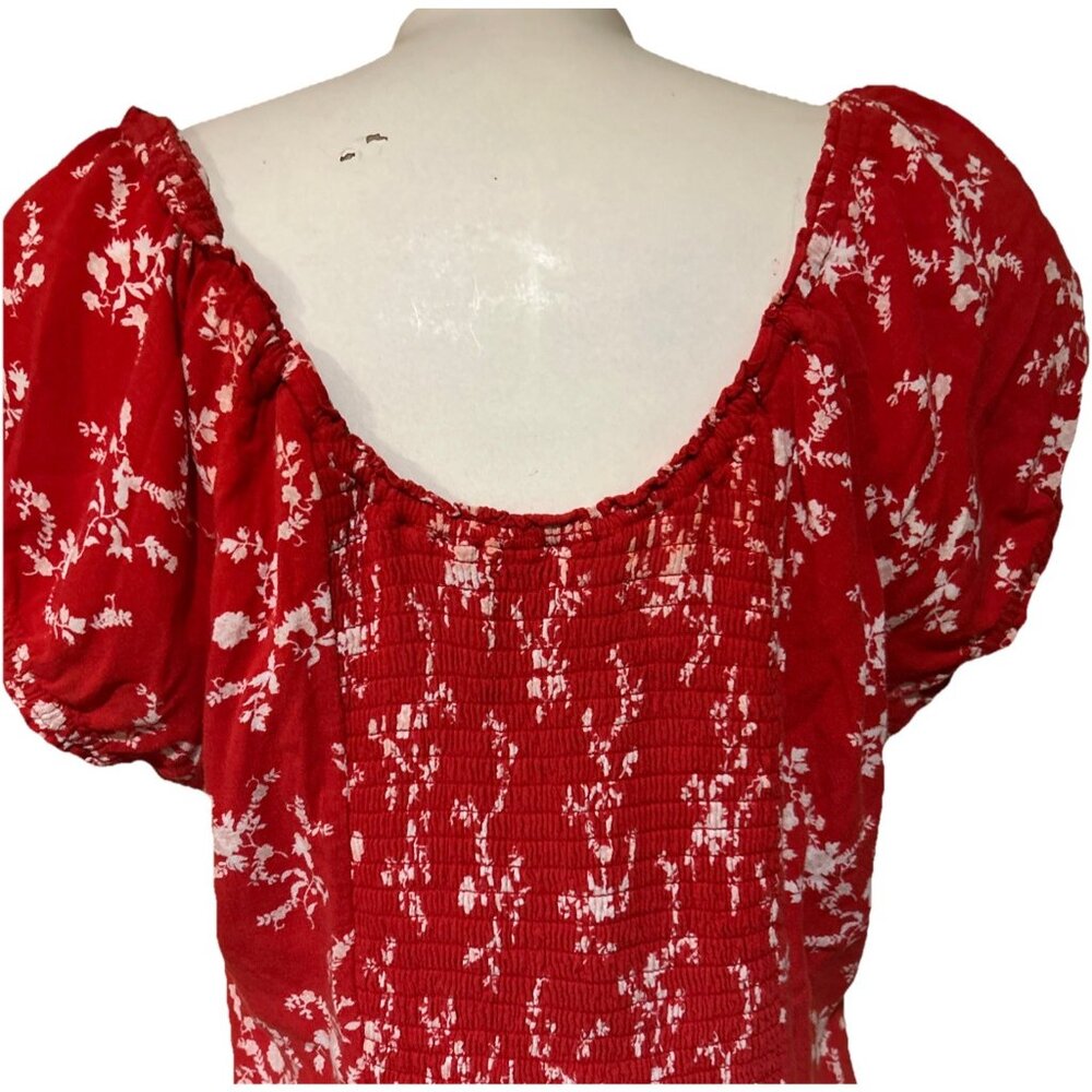 Abercrombie Fitch Floral Dress Puff Sleeves Smocking Peasant Milkmaid Dress XL - Picture 11 of 12